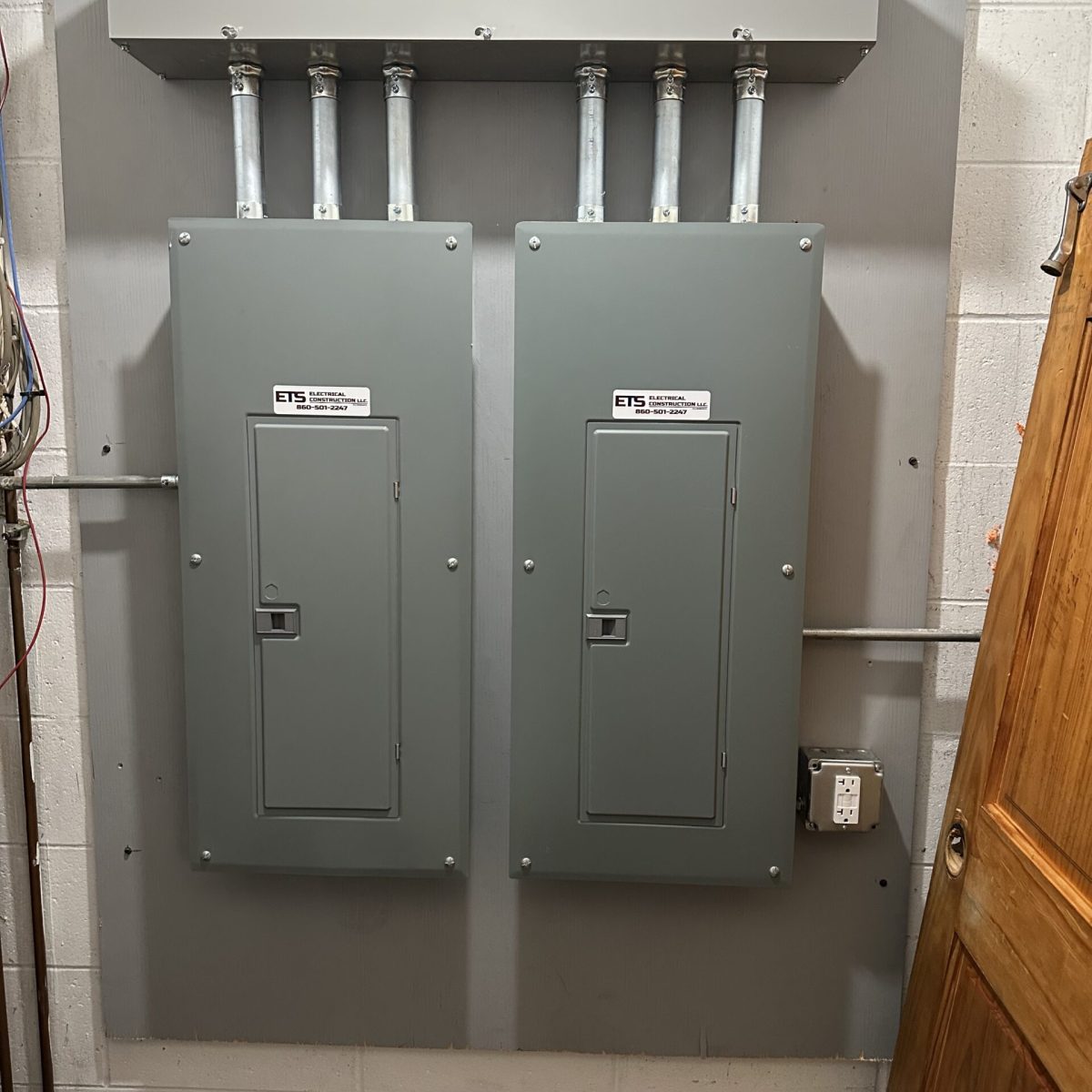 Commercial electrician installing conduit and wiring Connecticut