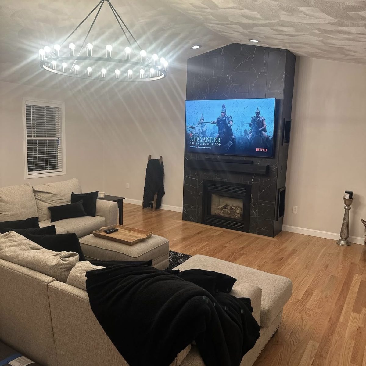 Interior wall lighting and dimmer installation by licensed electrician in Connecticut. Modern energy-saving fixtures.